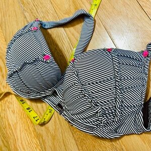 Betsey Johnson 60s Burlesque Stripe Bikini Top size Large